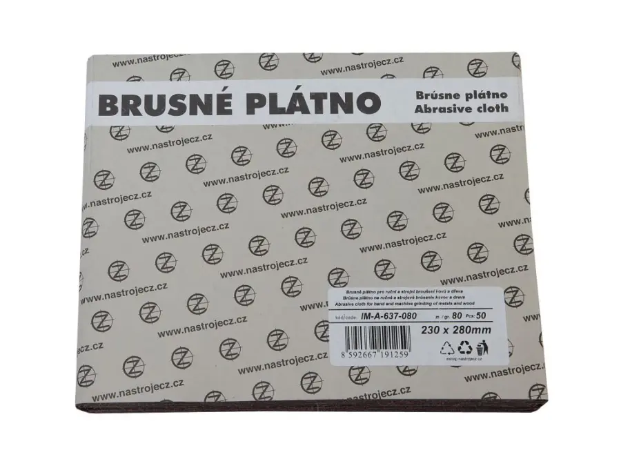 Brusné plátno 230x280mm zrnitost 80 pro ruční a strojní broušení kovů a dřeva b50